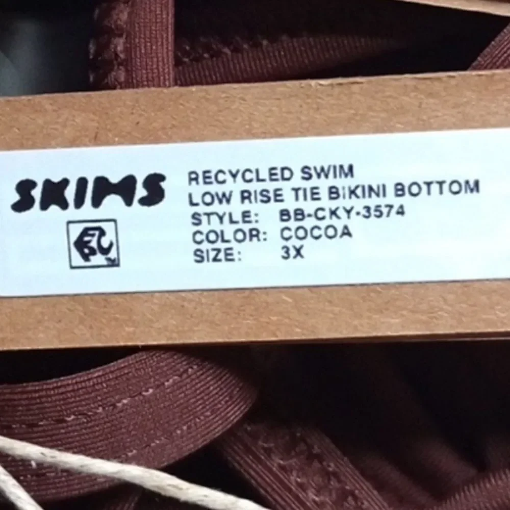 NWT SKIMS Swim Bikini Dip Tie Low Rise Bottom In Cocoa Brown High Waist Swim